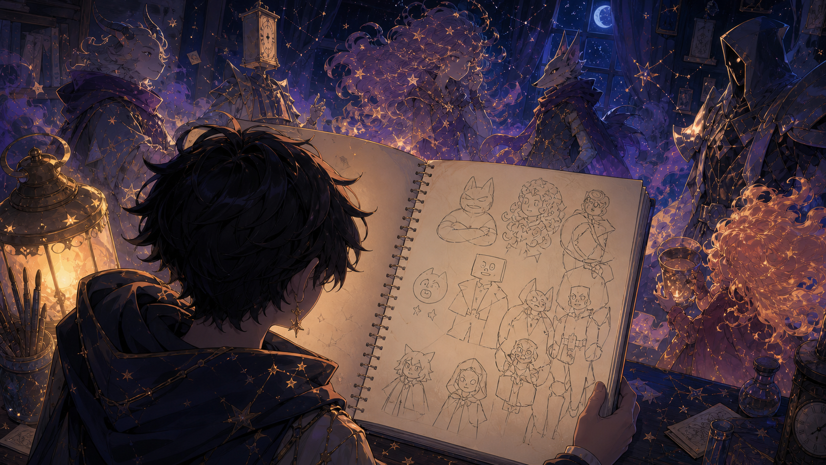 Une artiste tenant la page qui a inspiré les gardiens de l’Atelier